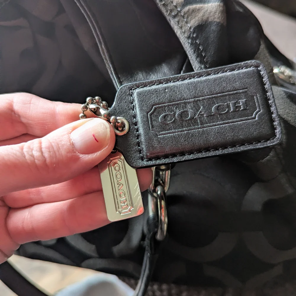 Coach Black Signature Circle Hobo Bag